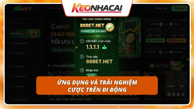 86BET 6 Giao diện tối ưu giúp bet thủ dễ dàng thao tác cùng app cá cược