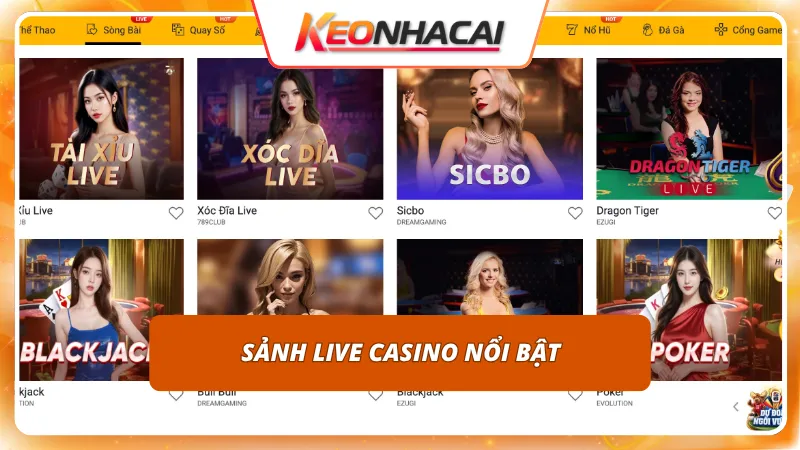 FIVE88 3 Giao diện sòng bài trực tiếp chân thực đến từng chi tiết