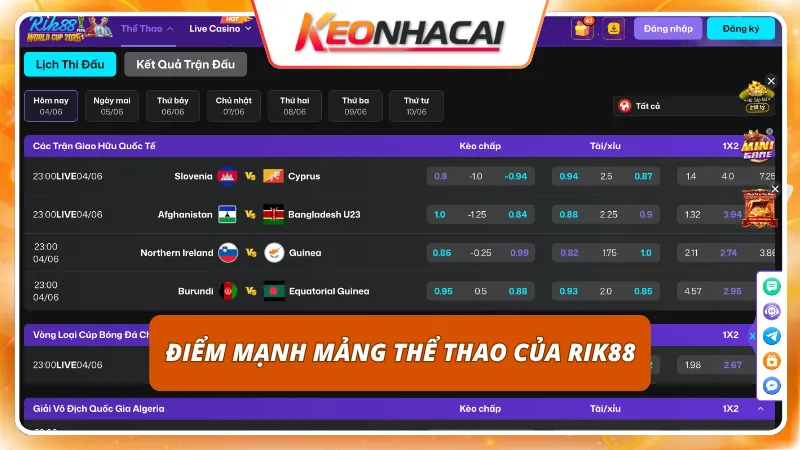 RIK88 4 Cung cấp bảng tỷ lệ thơm ngon bám sát thực tế của từng trận