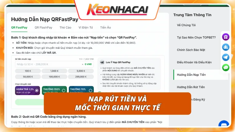 TOPBET 8 Đa dạng các cổng thanh toán nội địa giúp anh em dễ dàng thực hiện