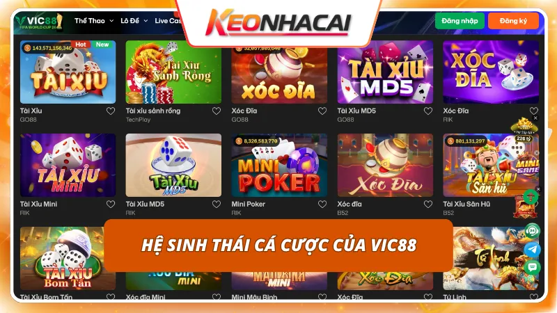 VIC88 2 Danh mục sản phẩm đa dạng đáp ứng đầy đủ mọi nhu cầu giải trí